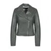 Freaky Nation Women's Grey Leather Biker Jacket Granite In Gray