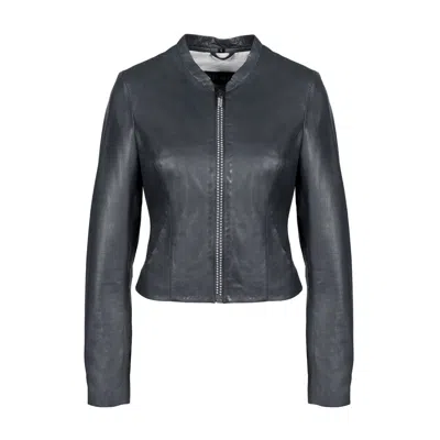 Freaky Nation Women's Leather Jacket Sparkling Deep Blue