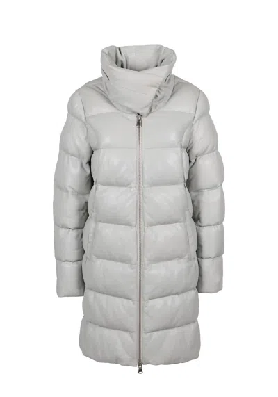 Freaky Nation Women's Long Leather Coat In Grey In Gray