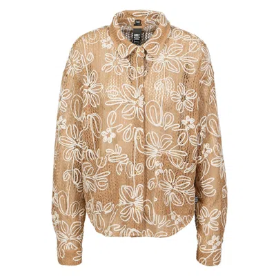 Freaky Nation Women's Neutrals Flower Mesh Jacket In White