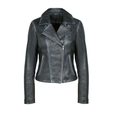 Freaky Nation Women's Rivet Leather Biker Jacket Black