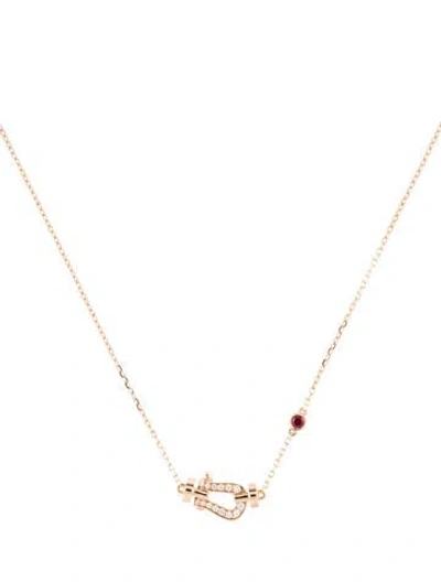 Pre-owned Fred 18k Diamond & Ruby Force 10 Necklace, 15.5" In Multi