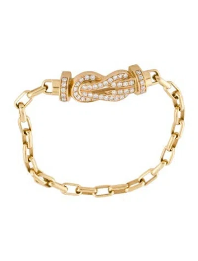 Pre-owned Fred 18k Diamond Chance Infinie Large Buckle Bracelet, 6" In Multicolor