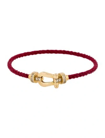 Pre-owned Fred 18k Diamond Force 10 Bracelet, 6.5" In Red