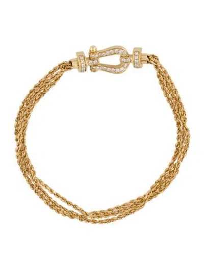 Pre-owned Fred 18k Diamond Force 10 Medium Model Multistrand Bracelet, 6.5"