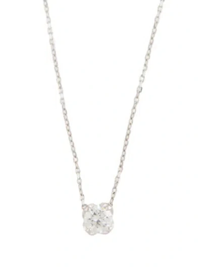 Pre-owned Fred 18k Diamond Solitaire Pendant Necklace, 17.75" In Multi