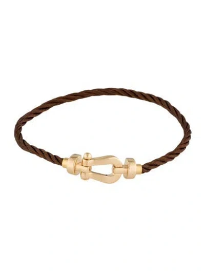 Pre-owned Fred 18k Force 10 Cord Bracelet, 6.25" In Multi
