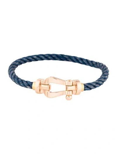 Pre-owned Fred 18k Force 10 Cord Bracelet, 6.75" In Multi
