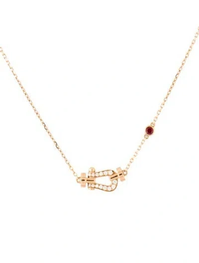 Pre-owned Fred 18k Ruby & Diamond Force 10 Necklace, 15.75" In Multicolor