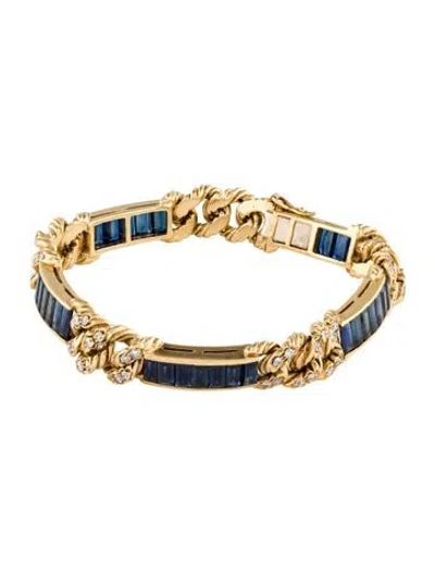 Pre-owned Fred 18k Sapphire & Diamond Link Bracelet, 6.5" In Multi