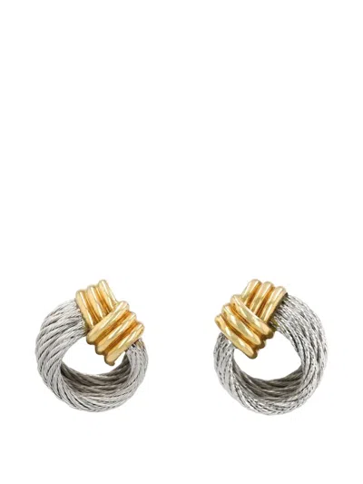 Pre-owned Fred 1980s Force 10 Twisted-cable Earrings In Silver