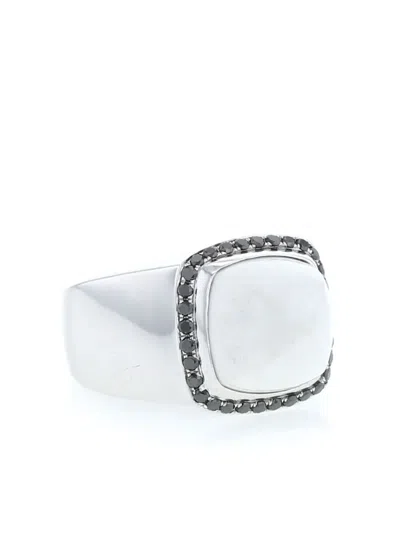 Pre-owned Fred 2000s 18kt White Gold Pain De Sucre Agate Diamond Ring In Silver