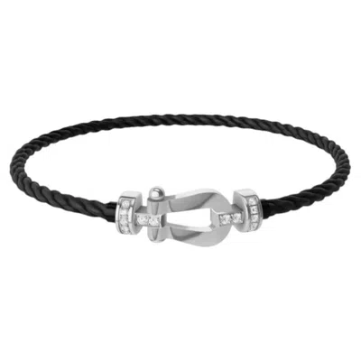 Pre-owned Fred & Co. Force 10 Collection 18k White Gold Half-diamond Horseshoe Bracelet