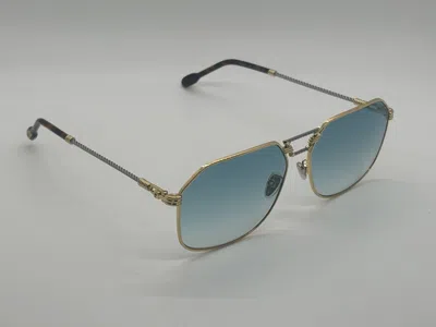 Pre-owned Fred Authentic  Fg40038u 30p Gold W/ Blue Lens Sunglasses 62-15-150mm