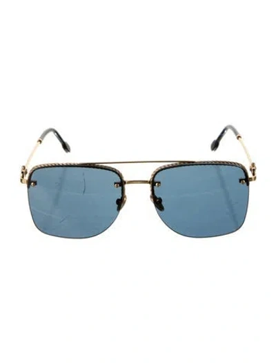 Pre-owned Fred Aviator Tinted Sunglasses W/ Tags In Gold