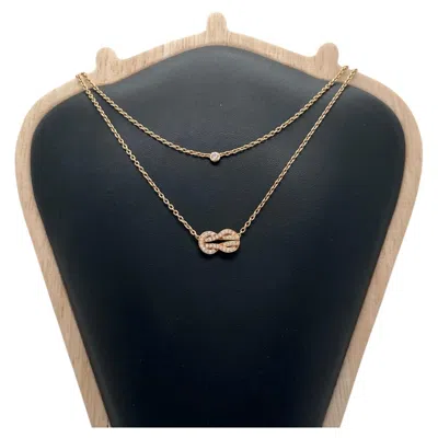 Pre-owned Fred Chance Infinie 18k Yellow Gold Full Diamond Double Layer Necklace