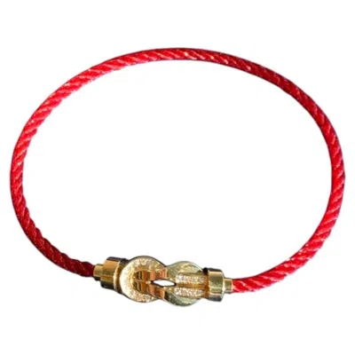 Pre-owned Fred Chance Infinie Diamond Bracelet 18k Gold Red Cable Size 17