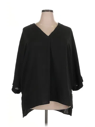 Pre-owned Fred David 3/4 Sleeve Blouse In Black