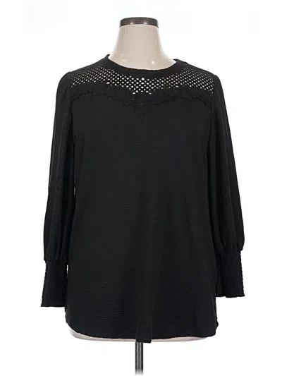 Pre-owned Fred David 3/4 Sleeve Blouse In Black