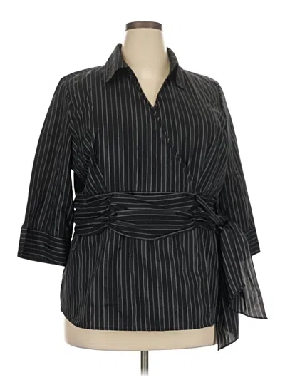 Pre-owned Fred David 3/4 Sleeve Blouse In Black