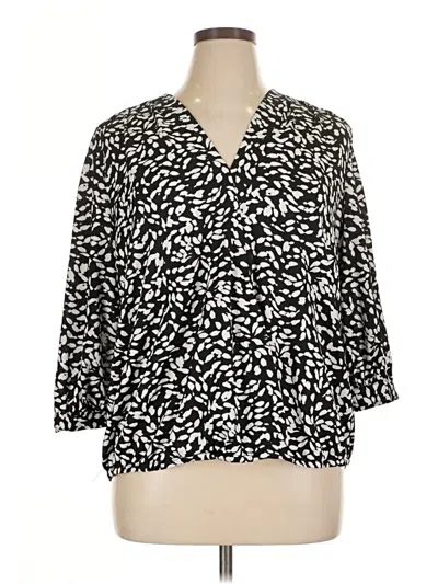 Pre-owned Fred David 3/4 Sleeve Blouse In Black