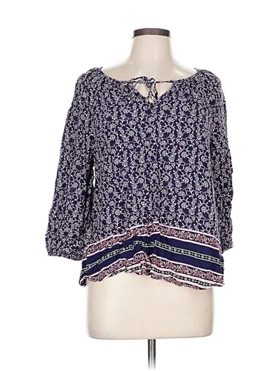 Pre-owned Fred David 3/4 Sleeve Blouse In Blue