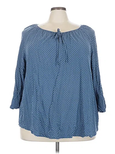 Pre-owned Fred David 3/4 Sleeve Blouse In Blue