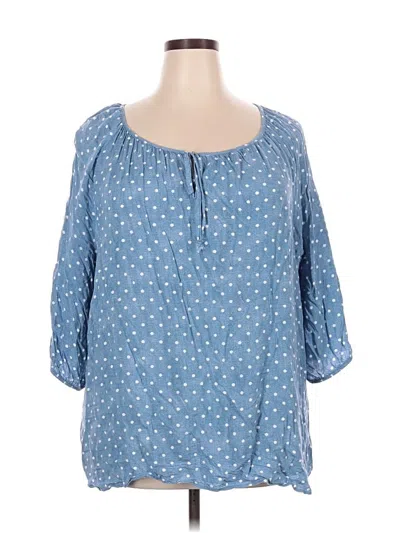 Pre-owned Fred David 3/4 Sleeve Blouse In Blue