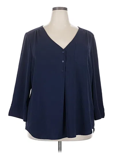 Pre-owned Fred David 3/4 Sleeve Blouse In Blue