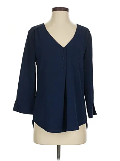 Pre-owned Fred David 3/4 Sleeve Blouse In Blue