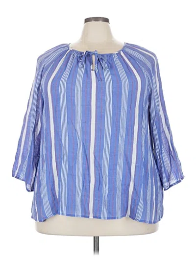 Pre-owned Fred David 3/4 Sleeve Blouse In Blue
