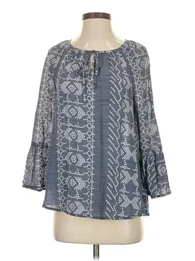 Pre-owned Fred David 3/4 Sleeve Blouse In Blue