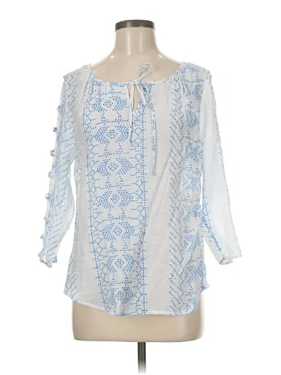 Pre-owned Fred David 3/4 Sleeve Blouse In Blue