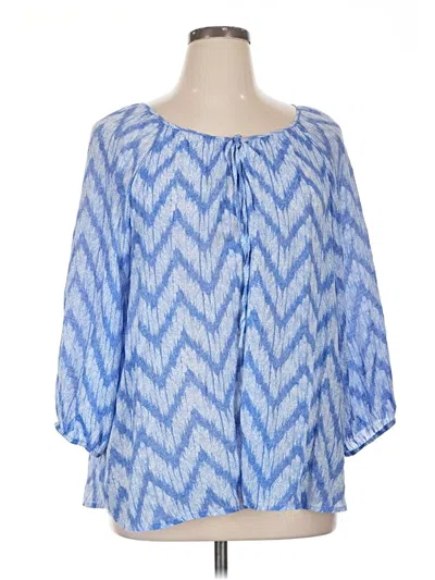 Pre-owned Fred David 3/4 Sleeve Blouse In Blue