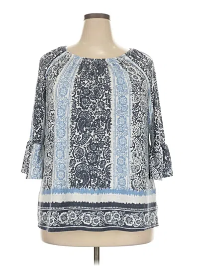 Pre-owned Fred David 3/4 Sleeve Blouse In Blue
