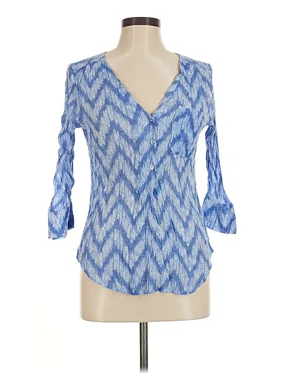 Pre-owned Fred David 3/4 Sleeve Blouse In Blue