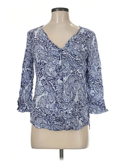 Pre-owned Fred David 3/4 Sleeve Blouse In Blue