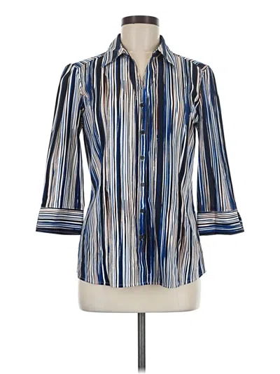 Pre-owned Fred David 3/4 Sleeve Blouse In Blue