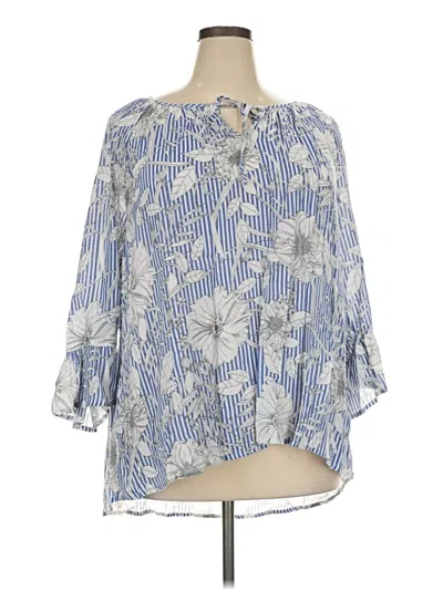 Pre-owned Fred David 3/4 Sleeve Blouse In Blue