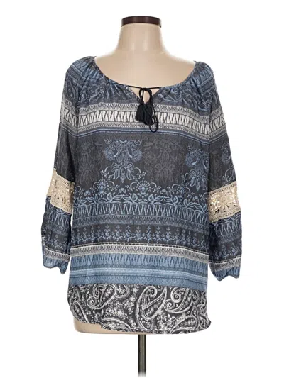 Pre-owned Fred David 3/4 Sleeve Blouse In Blue