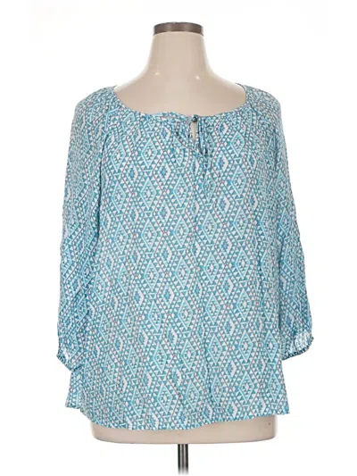 Pre-owned Fred David 3/4 Sleeve Blouse In Blue