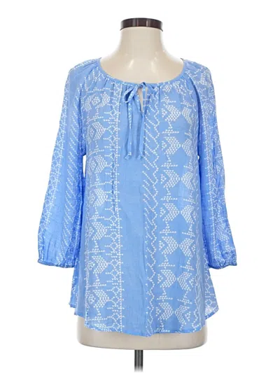Pre-owned Fred David 3/4 Sleeve Blouse In Blue