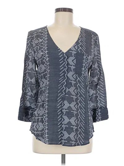 Pre-owned Fred David 3/4 Sleeve Blouse In Blue