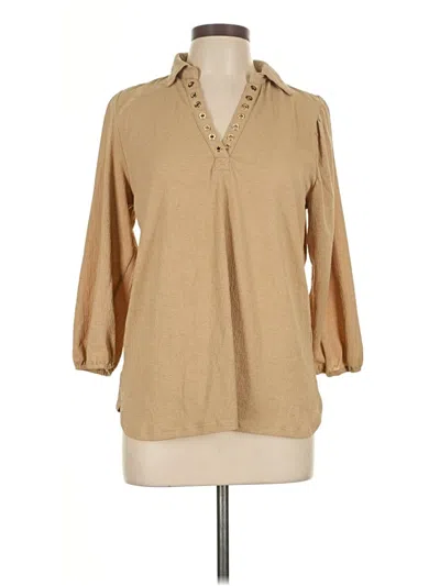 Pre-owned Fred David 3/4 Sleeve Blouse In Brown