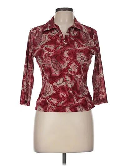 Pre-owned Fred David 3/4 Sleeve Blouse In Burgundy