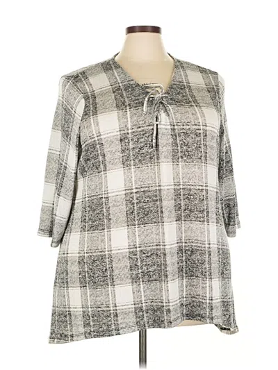 Pre-owned Fred David 3/4 Sleeve Blouse In Gray