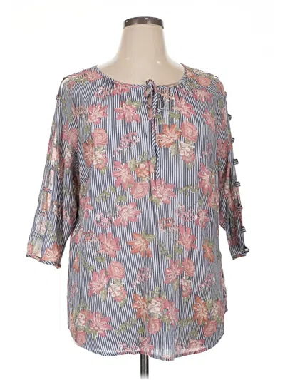 Pre-owned Fred David 3/4 Sleeve Blouse In Gray