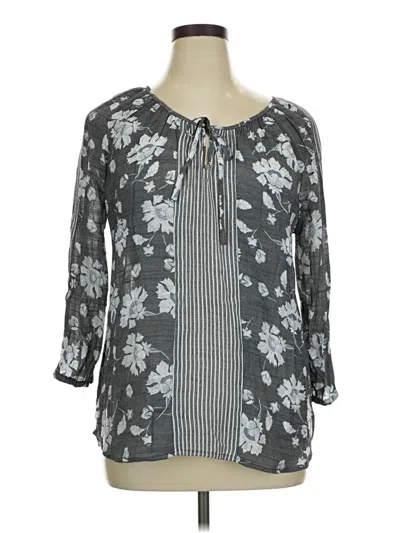 Pre-owned Fred David 3/4 Sleeve Blouse In Gray