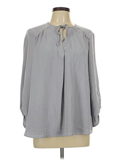 Pre-owned Fred David 3/4 Sleeve Blouse In Gray