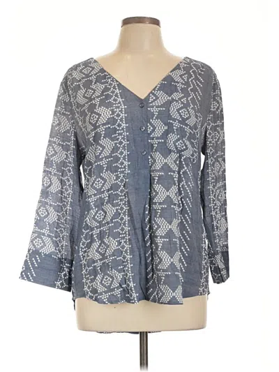 Pre-owned Fred David 3/4 Sleeve Blouse In Gray